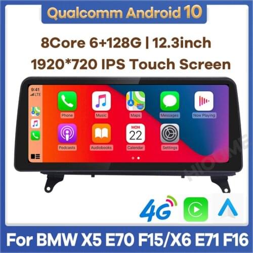12.3"8Core CPU 8G RAM Android 10 Car Multimedia Player GPS for BMW X5 E70 F15/X6 E71 F16 2007-2017 Radio Stereo IPS Screen