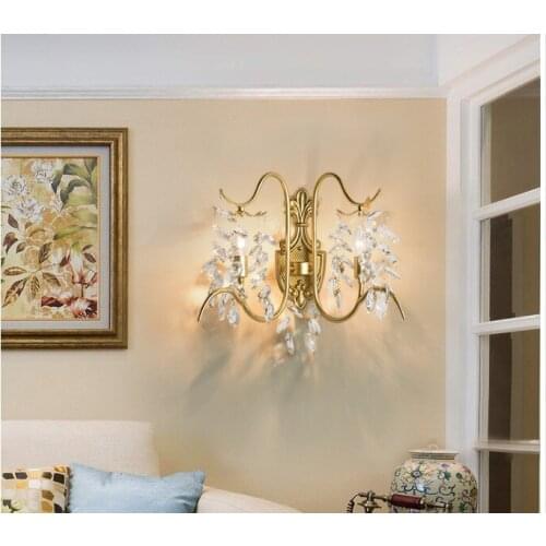 Free Shipping Nordic Vintage Crystal Wall Lamp Modern Luxury LED Crystal Lights Bedroom Restaurant Aisle Creative Retro Lighting