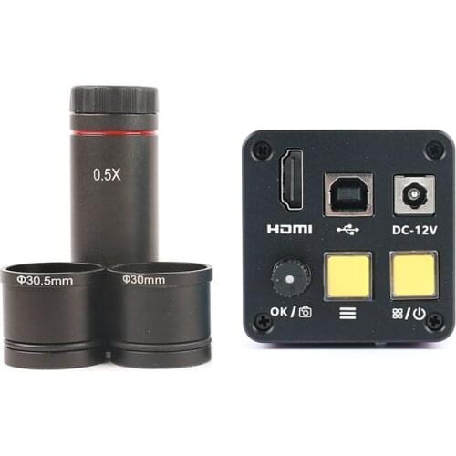 USB HDMI Digital Eyepiece Video Microscope Camera TF Card Video Recorder 0.5X Eyepiece Adapter Lens For Biological Microscope