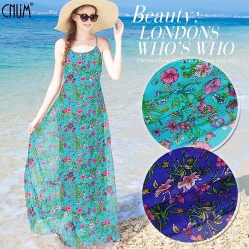 CNUM SC112 100% Silk Chiffon/ Floral /Silk Fabric Transparent/ Width1.48yd Thickness 6mm