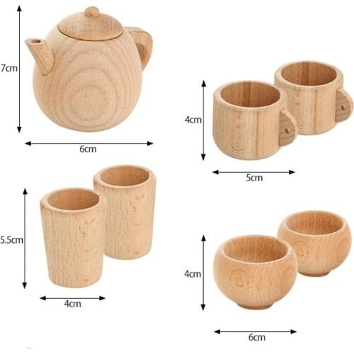 Wooden Cookware Toy Set Pot Bowl Chopsticks Cup Role Play Accessories Toy Games, Include 1 Storage Bag