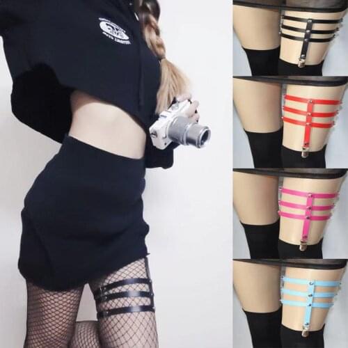 American, Japanese and Korean rock and roll anime hip-hop punk gothic leather three-row thigh loop garter belt