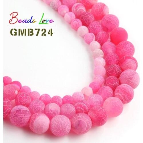 Natural Stone Rose Red Matte Frost Agates Stone 6 8 10mm Round Beads for Jewelry Making Diy Bracelet Necklace Wholesale 15 inch