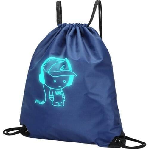 Fashion Luminous Drawstring Bag for Boys Girls Drawstring Backpack Bag Custom Printing Logo for Men Women Students