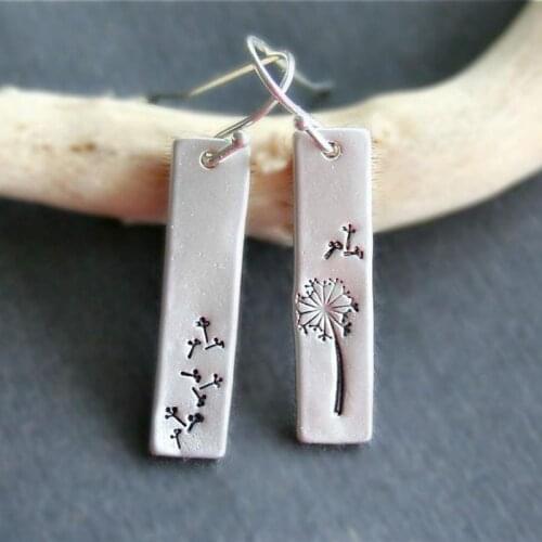 Fashion Floating Dandelion Drop Earrings For Women Girl Simple Silver Color Strip Metal Geometric Dangle Earrings