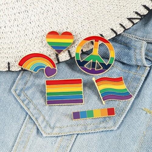 Cartoon Rainbow Pride Lapel Pins Flag Heart LGBT Metal Badge Intersex Enamel Brooch Gay Lesbian Symbol Colorful Creative Jewelry