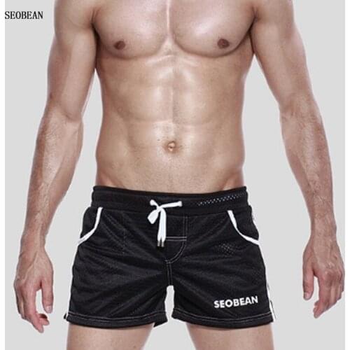 Seobean men sportswear shorts white red blue black leisure homewear shorts men fitness workout trousers gym sports shorts suit