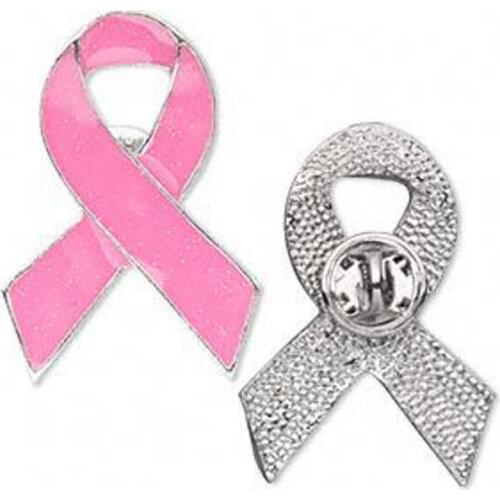 Custom Breast Cancer Pink Ribbon Awareness Soft Hard Enamel Brooch Lapel Pin Can be Customized