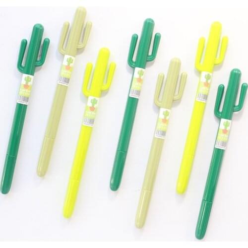 New cute creative cactus design school student gel pens stationery,kids writing gel pen gift,0.5mm black refills,3 pieces