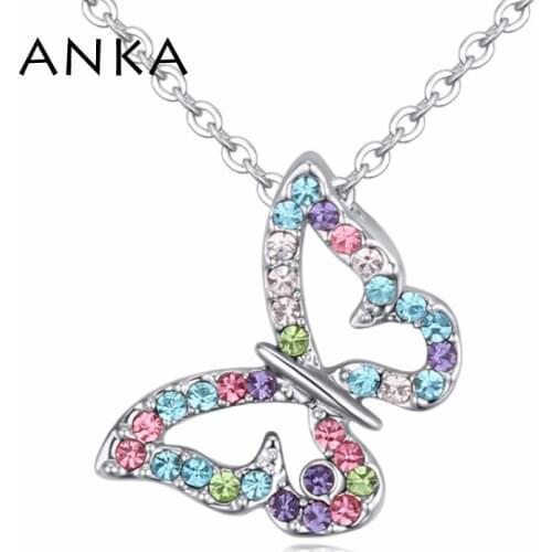ANKA ANKA trendy women jewelry full crystal butterfly pendant necklace made with Czech crystal charm luxury necklace gift#115610