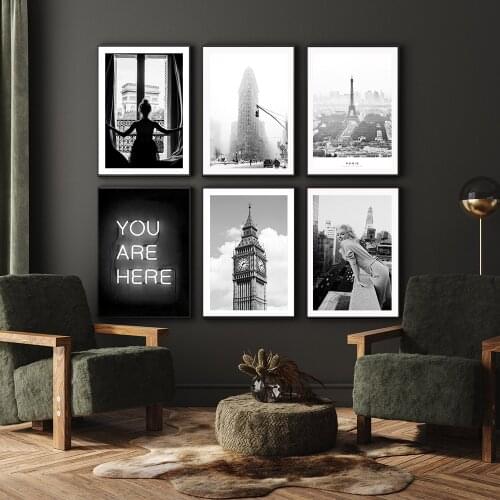 Photography Poster Travel Big Ben Canvas Painting Black White Art Print Modern Women Wall Picture for Living Room Home Decor