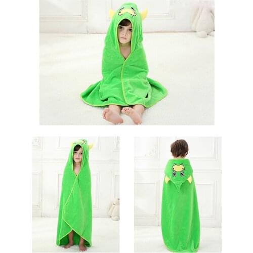 Cartoon Hooded Beach Bath Towel 100% Cotton Whale Shark Dinosaur Squirrel Children Girls Boys Summer Cloak Bath Towel 90x90cm