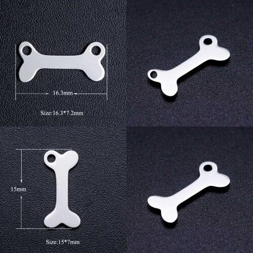 10pcs/lot Bone for Pet Dog DIY Jewelry Charms Wholesale 100% Stainless Steel Dropshipping Charm for Bracelet Making