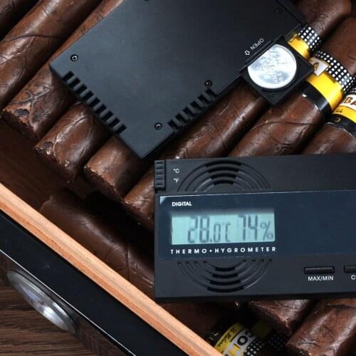 Galiner Pocket Portable Cigar Hygrometer For Humidor Case Black Travel Humidity Meter Digital Cigar Humidor Hygrometers