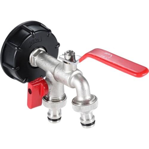 IBC Fuel Tank Connector double head Ball Tap Adapter Brass+PP sealing Ring S60x6 Thread 1/2" Barrel Detachable Garden Water part