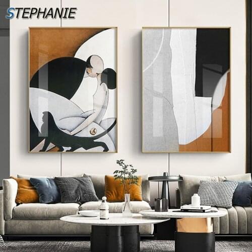 Modern Abstract Orange Painting Print on Canvas Art Poster Print Nordic Wall Art for Living Room Scandinavian Picture Decoration