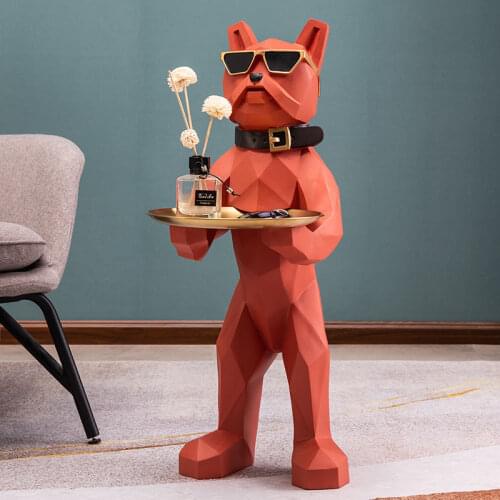 Home Decor Animal Figurines Geometric Dog Pallets Figurine Living Room Floor Sculpture Tray Decorated Statue Nordic Decoration
