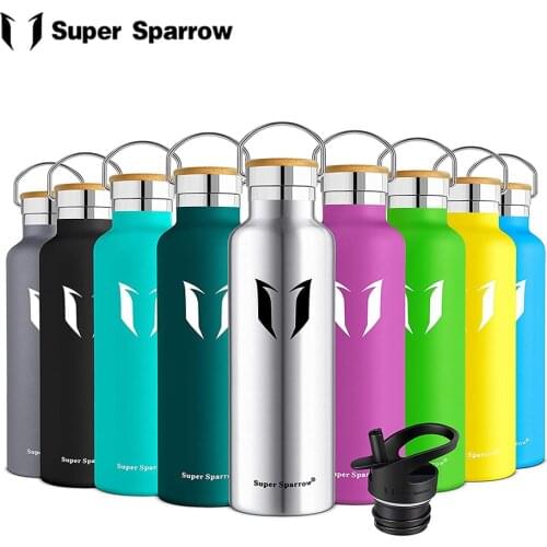 Super Sparrow Stainless Steel Water Bottles 500ml-750ml Vacuum Thermos Flask Large Capacity Portable Outdoor Sport Thermal Mug
