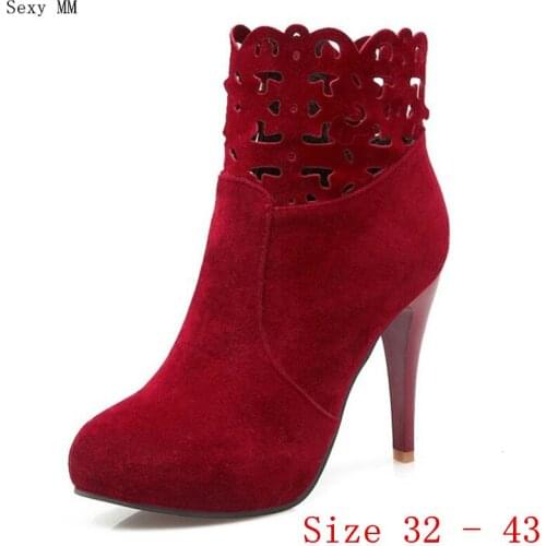 Spring Autumn Winter Women Ankle Boots High Heels Woman Short Boots botas Small Plus Size 32 33 - 40 41 42 43