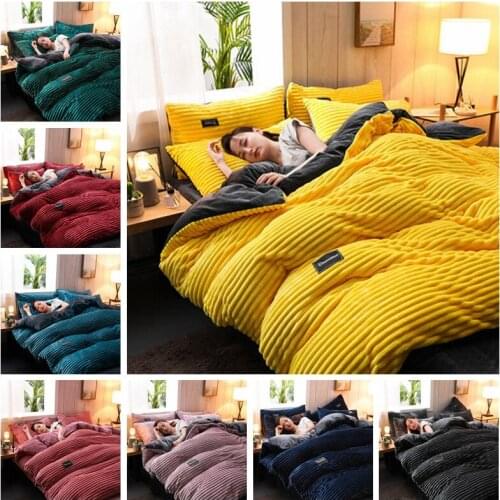 High Quality Warm Flannel And Velvet Bedding Sets For Adult Kids King Size Bedding Set Duvet Cover With Bed Sheet Pillowcases