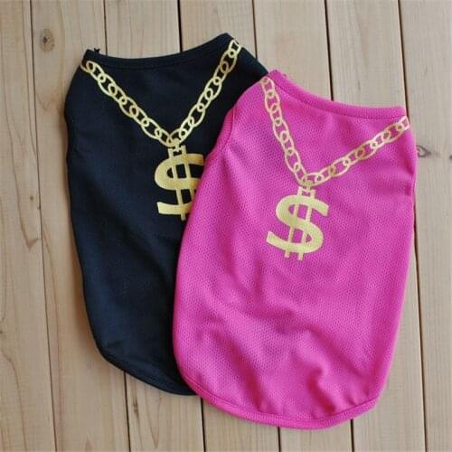 Funny Pet Clothing for Cat Dollar Necklace Pattern Pink Black Chihuahua Dog Vest Summer Puppy Clothes Breathable Sphinx Cat Vest
