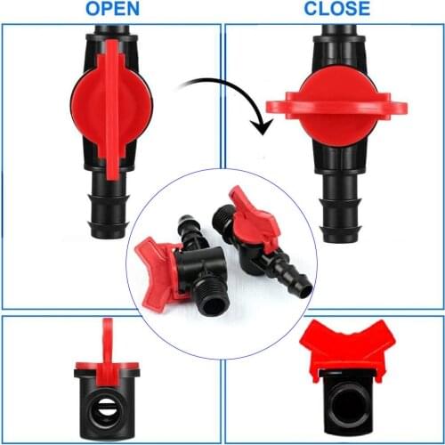 1/2inch Thread Drip Irrigation Switch Ball Valve PE Hose Waterstop Connector for 16mm 20mm Garden Watering Tube