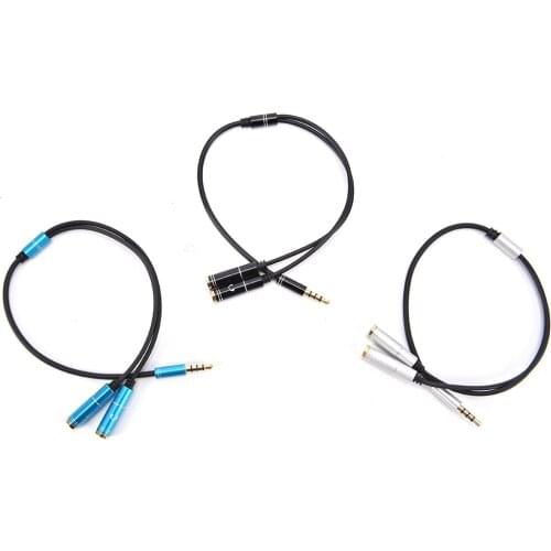 1 Male To 2 Female For PC 3.5mm Mic Headphone Splitter Audio Cable Jack Mic Audio Y Splitter Aux Extension Adapter Cable Cord