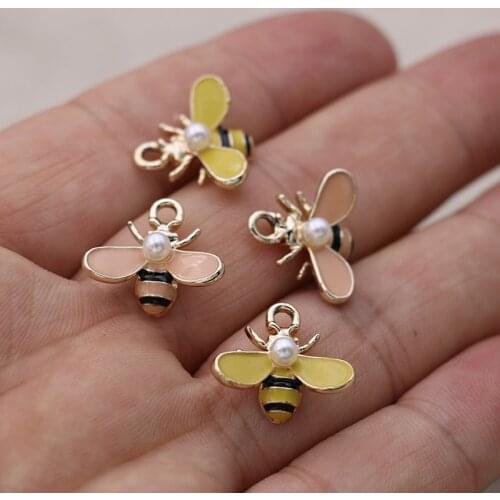 16pcs Enamel 3D Bee Charms Pendant for Jewelry Making Earrings Bracelet Necklace Accessories DIY Craft 18x16mm