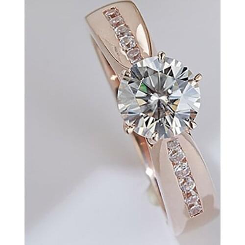 10K Au417 Rose Gold Women Wedding Party Engagement Ring 1 2 3 4 5 Carat Round Moissanite Diamond Ring Trendy Cute Classic