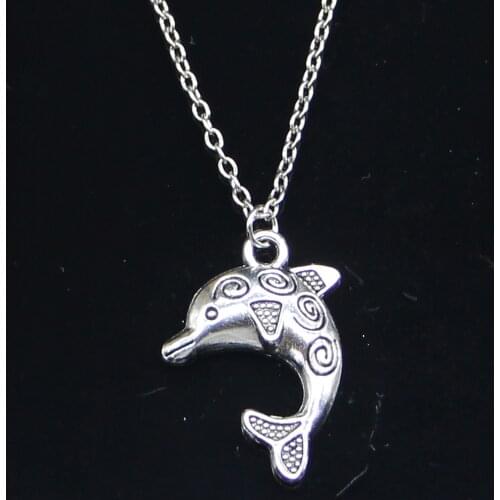 20pcs New Fashion Necklace 24x30mm dolphin Pendants Short Long Women Men Colar Gift Jewelry Choker