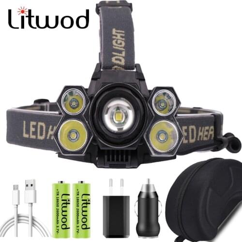 5 Led Headlamp Best Quality XM-L T6 LED USB Headlight Head Lamp 5 Switch Mode Super bright Waterproof head lamp lantern Camping