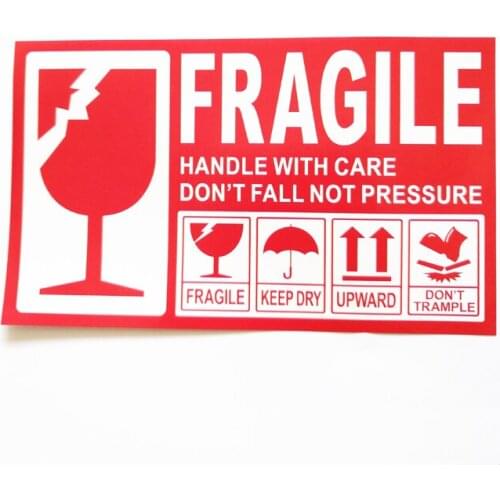 35pcs 15*9cm handle with care keep dry shipping label in english fragile products warning stickers