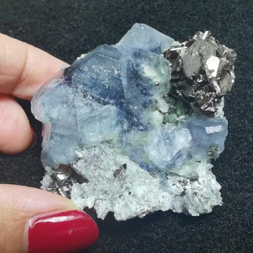 80.4gNatural rare violet fluorite pyrite mica crystal specimen healing energy QUARTZ GEM home decoration teaching ornaments