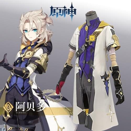 Anime Game Genshin Impact Albedo Original Ver. Battle Uniform Gorgeous Outfit Cosplay Costume Halloween Men Free Shipping 2021