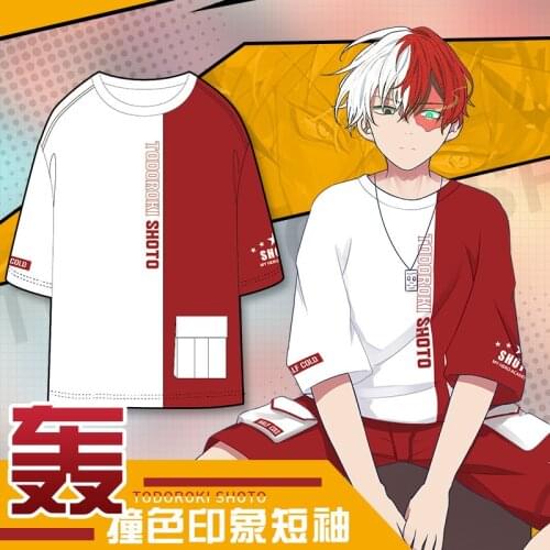 Anime My Hero Academia Cosplay Costume Boku No Hero Academia Top Todoroki Shoto T Shirt Shorts Hallowen Party Gift