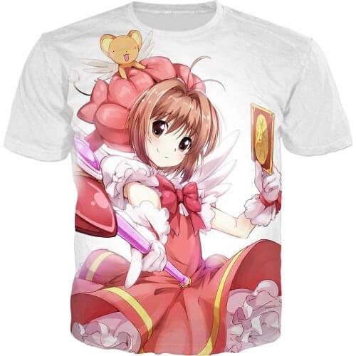 Anime Sakura Card Captor T Shirt Men Clothing 3D Print Anime Girl Harajuku Style T Shirt Men Women Streetwear Tops T88