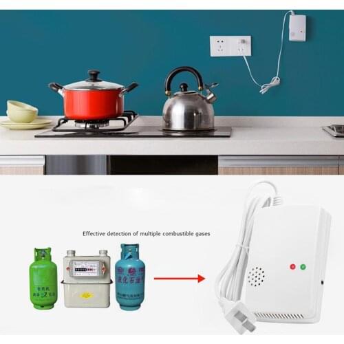 AC 220V 50HZ AT-300 Gas Leak Warning Detector Alarm Home Security Gas Detector Sensor Alarm Reset Concentration 8% LEL