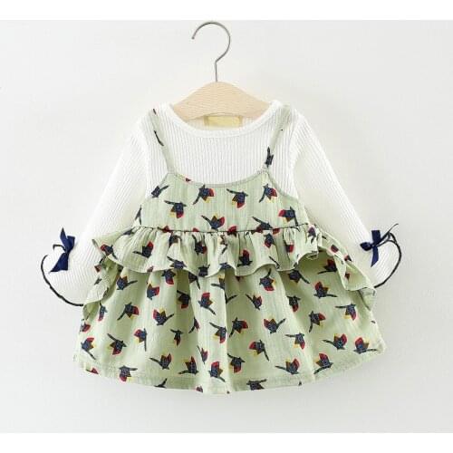 Winter Fall Girls Sweater Splicing Dress Long Sleeve Clothes for Children Kids Costumes Newborn Baby Rompers Bebe 3 -36 Month