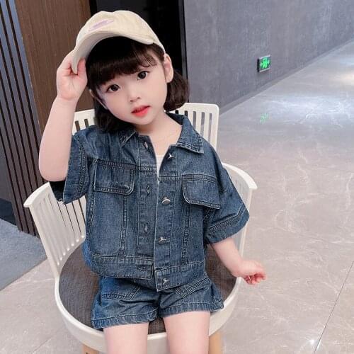 Girls 2021 Summer Denim Jacket + Shorts 2 Piece Loose Set Kinderkleding Meisjes Girl Clothes 10 12 Year Ropa De Nina
