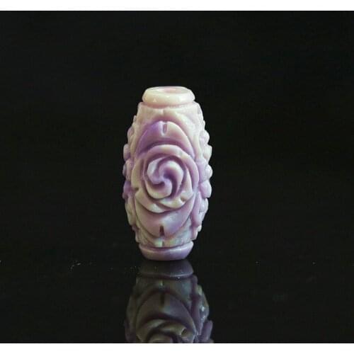 Hot sale synthetic purple shell drum carving flower 11*20mm fashion diy women men jewelry accessories beads 5pcs B898