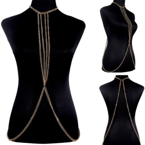 Hotsale Simple Sexy Beach Bikini Crossover Belly Waist Chain on body feminino Women Showgirl Dancer Long Necklace Jewelry