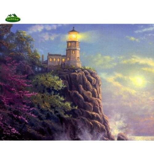 Full drill Square diamond painting DIY diamond painting cross stitch diamond embroidery landscape lighthouse 5d diamond painting