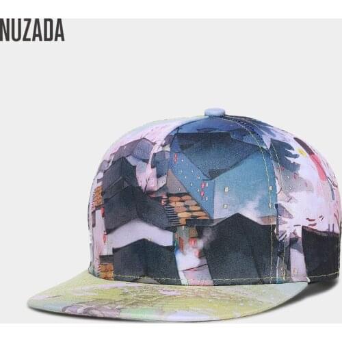 NUZADA Unisex Men Women Hip Hop Cap Exclusive Original Brand Quality HD 3D Printing Landscape Couple Caps Spring Summer