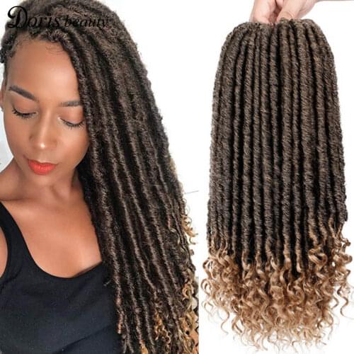 Doris beauty Goddess Faux Locs Culry Braid Crochet Hair Soft Natural Synthetic Braiding Hair Extension