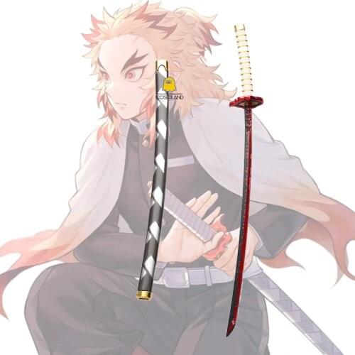 Kyojuro Rengoku Katana Cosplay Props 255mm Nichirin Anime Demon Slayer Sword Model Kimetsu No Yaiba Mugen Train Flame Hashira