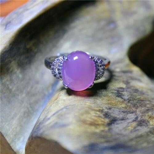 Liemjee Wholesale Fashion Jewelry Pink Chalcedony Special Silver Plated Ring For Women Feature Concise Namour Charm Gift