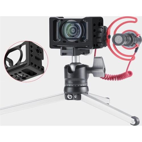 Camera Mini Mental Vlog Cage For Sony RX0 II with 1/4 Screw Holes Fits for Selfie Hand Grip with Cold Shoe microphone Fill Light