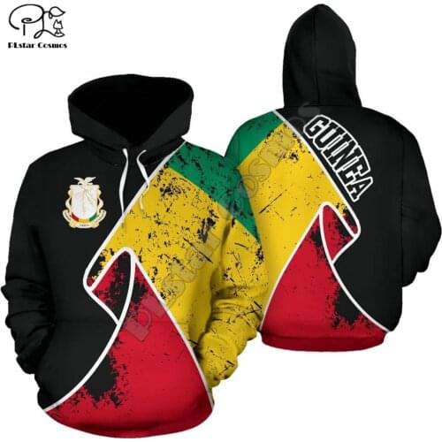Men Women I love Guinea print 3D Hoodies Funny Guinea flag Sweatshirt Fashion Hooded Long Sleeve zipper Pullovertracksuit