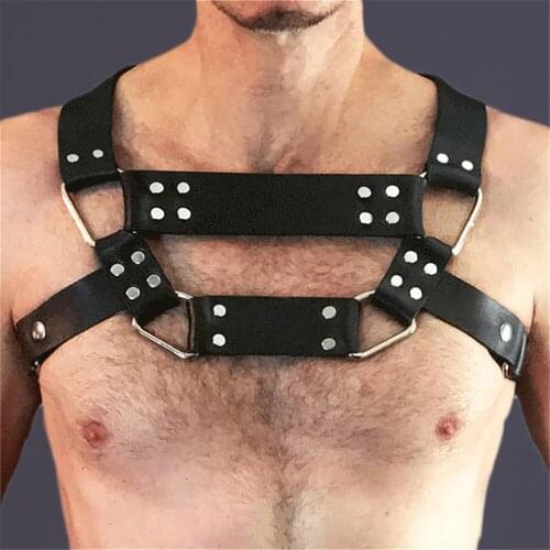 2021 New Fashion Leather Harness Man Bondage Gay Punk Male Belt Straps Half Body Chest Shoulder Belt Fetish Gay BDSM Suspenders