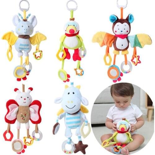 Baby Toys 0-12 Months Cartoon Soft Baby Rattles Bed bell Plush Toys Teether Musical Appease Rattles For newborn baby